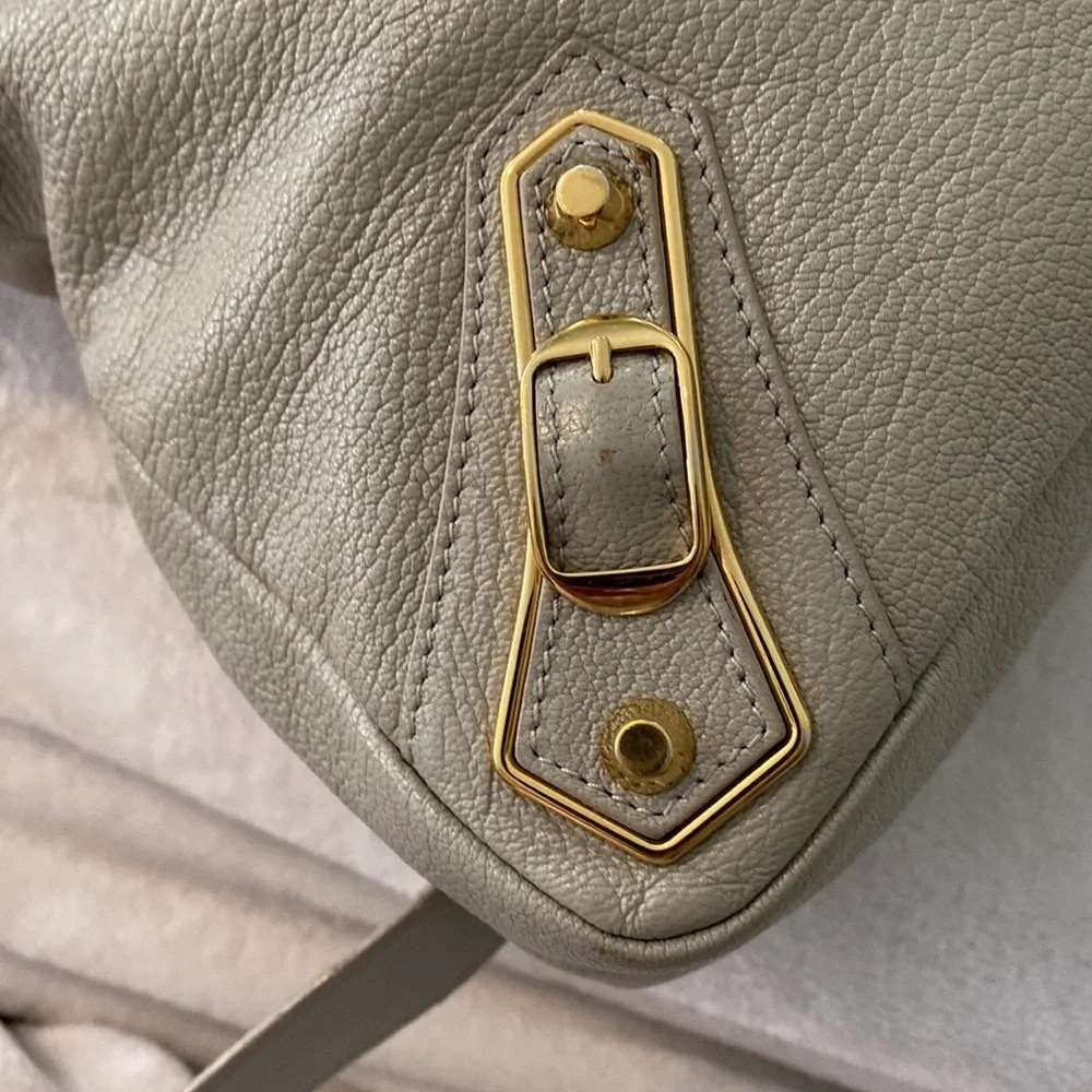Balenciaga Gray Satchel with Gold Accents